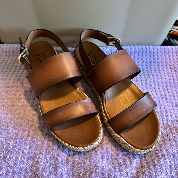 Naturalizer Shoes - 🤎 Naturalizer Leather Platform Sandals Brown Espadrille Ankle Strap 7.5